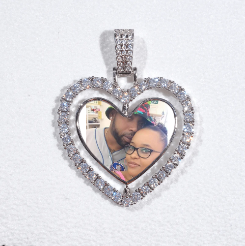 3D Spinning 2-Faced Heart Custom Picture Pendant