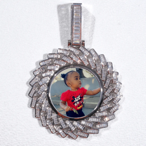 Large 3D Baguette Custom Picture Pendant