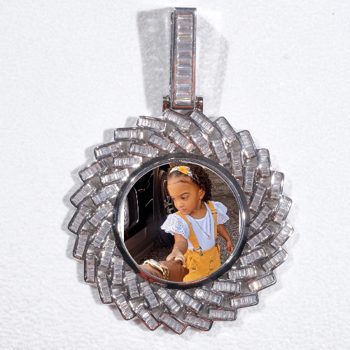 Large 3D Baguette Custom Picture Pendant