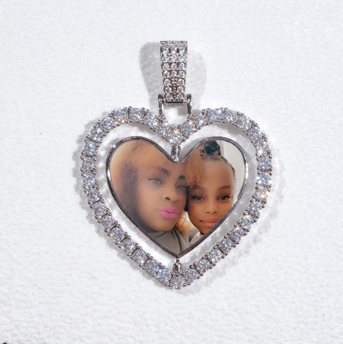 3D Spinning 2-Faced Heart Custom Picture Pendant