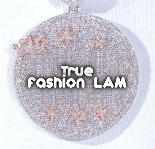 CUSTOM LETTER NECKLACE 3D BIG CROWN DISC
