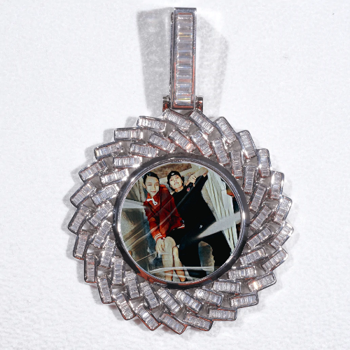 Large 3D Baguette Custom Picture Pendant
