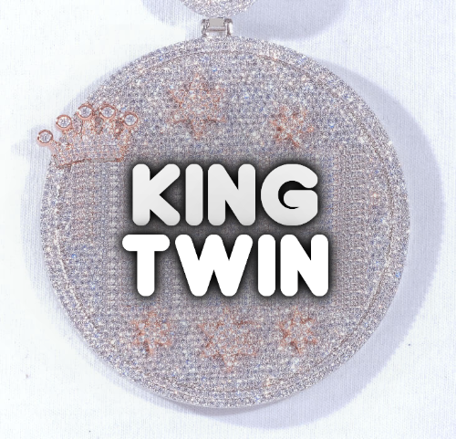 CUSTOM LETTER NECKLACE 3D BIG CROWN DISC