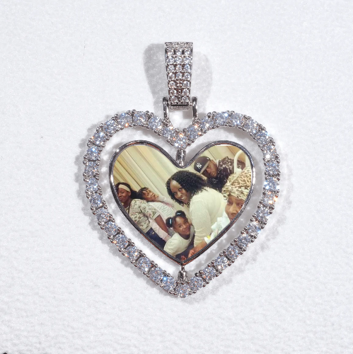 3D Spinning 2-Faced Heart Custom Picture Pendant