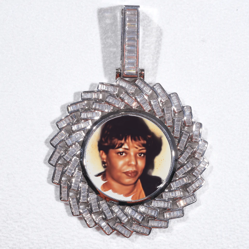 Large 3D Baguette Custom Picture Pendant