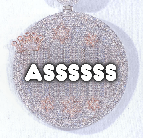 CUSTOM LETTER NECKLACE 3D BIG CROWN DISC