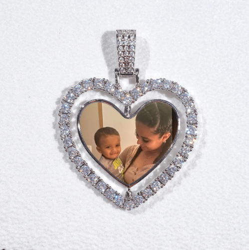 3D Spinning 2-Faced Heart Custom Picture Pendant