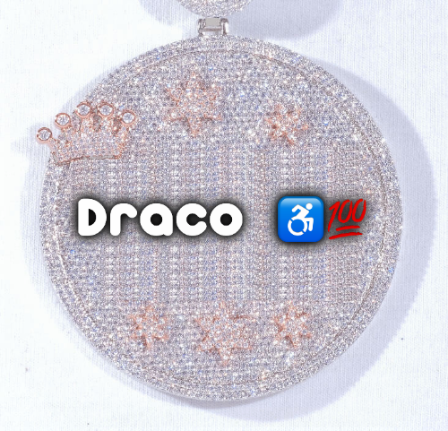 CUSTOM LETTER NECKLACE 3D BIG CROWN DISC