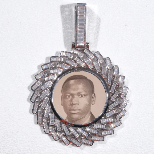 Large 3D Baguette Custom Picture Pendant