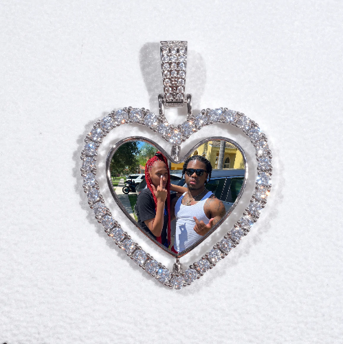 3D Spinning 2-Faced Heart Custom Picture Pendant