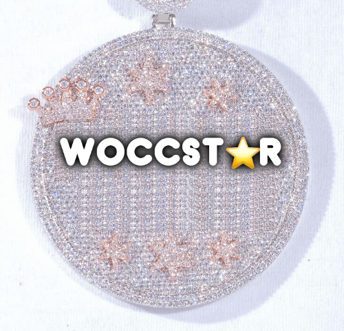 CUSTOM LETTER NECKLACE 3D BIG CROWN DISC