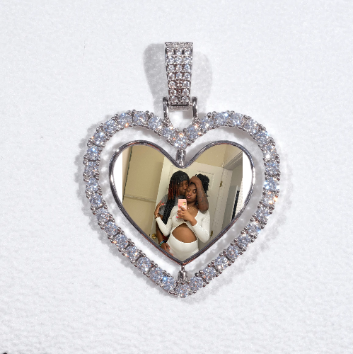 3D Spinning 2-Faced Heart Custom Picture Pendant