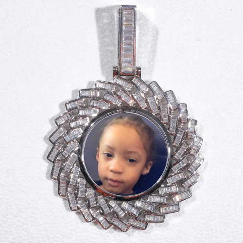 Large 3D Baguette Custom Picture Pendant