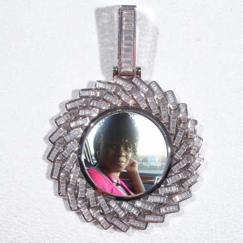 Large 3D Baguette Custom Picture Pendant