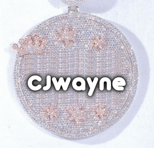CUSTOM LETTER NECKLACE 3D BIG CROWN DISC