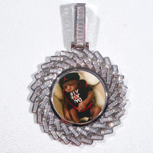 Large 3D Baguette Custom Picture Pendant