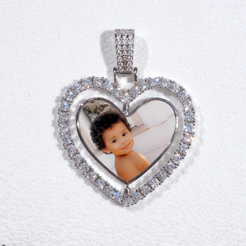 3D Spinning 2-Faced Heart Custom Picture Pendant