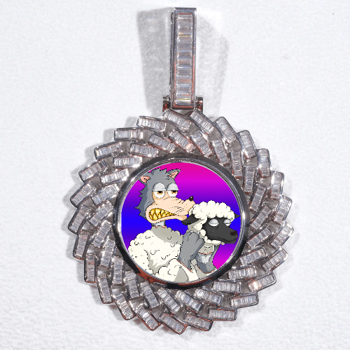 Large 3D Baguette Custom Picture Pendant