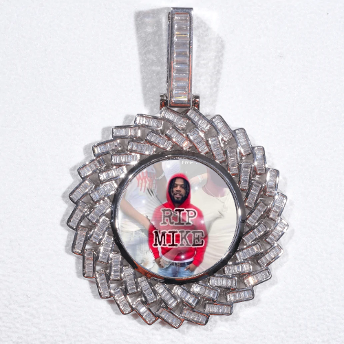 Large 3D Baguette Custom Picture Pendant