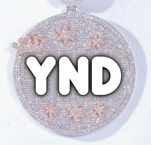 CUSTOM LETTER NECKLACE 3D BIG CROWN DISC