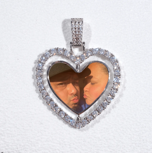 3D Spinning 2-Faced Heart Custom Picture Pendant