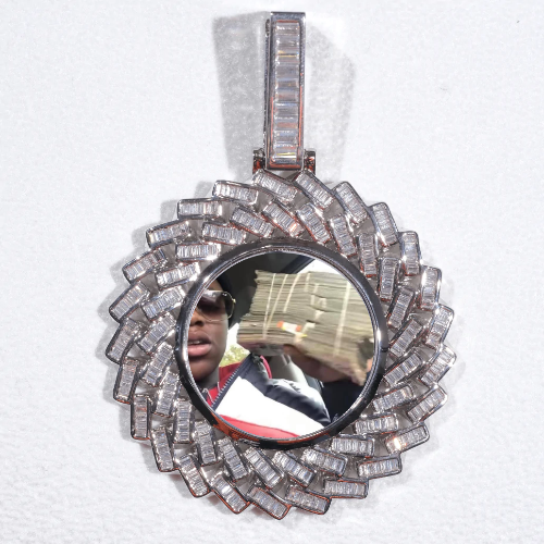 Large 3D Baguette Custom Picture Pendant