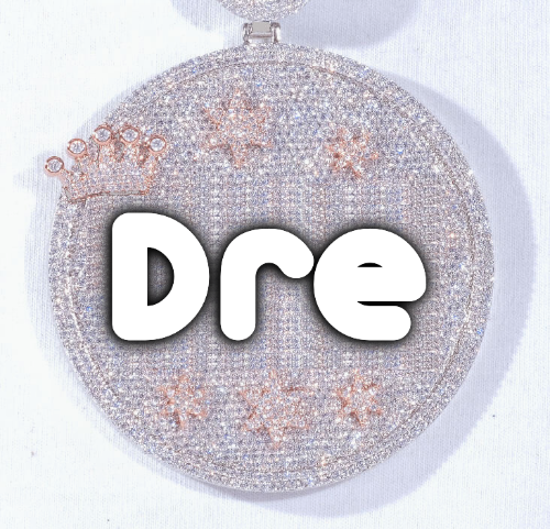 CUSTOM LETTER NECKLACE 3D BIG CROWN DISC