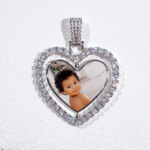 3D Spinning 2-Faced Heart Custom Picture Pendant