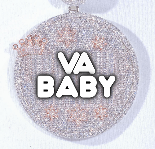 CUSTOM LETTER NECKLACE 3D BIG CROWN DISC