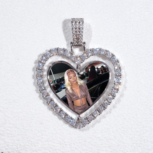 3D Spinning 2-Faced Heart Custom Picture Pendant