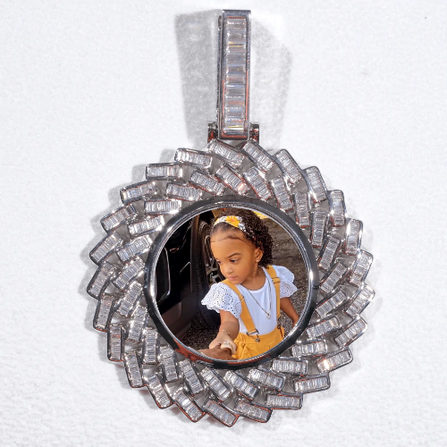 Large 3D Baguette Custom Picture Pendant