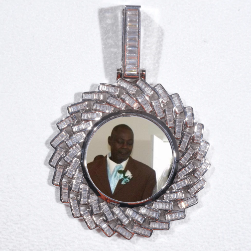 Large 3D Baguette Custom Picture Pendant