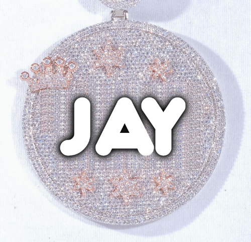 CUSTOM LETTER NECKLACE 3D BIG CROWN DISC
