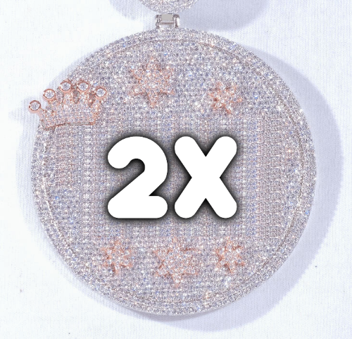 CUSTOM LETTER NECKLACE 3D BIG CROWN DISC