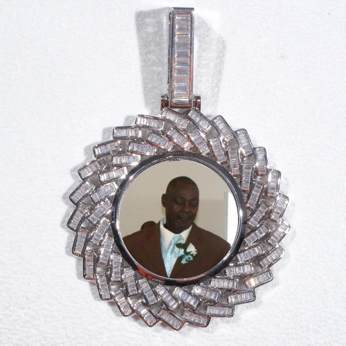 Large 3D Baguette Custom Picture Pendant