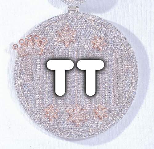 CUSTOM LETTER NECKLACE 3D BIG CROWN DISC