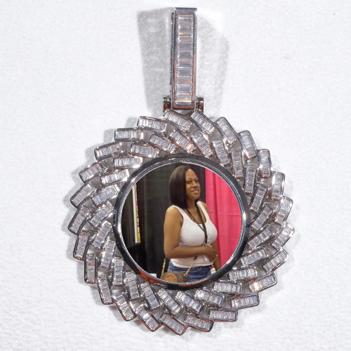 Large 3D Baguette Custom Picture Pendant