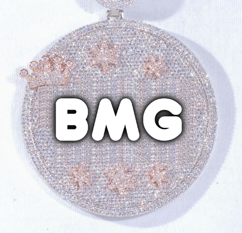 CUSTOM LETTER NECKLACE 3D BIG CROWN DISC