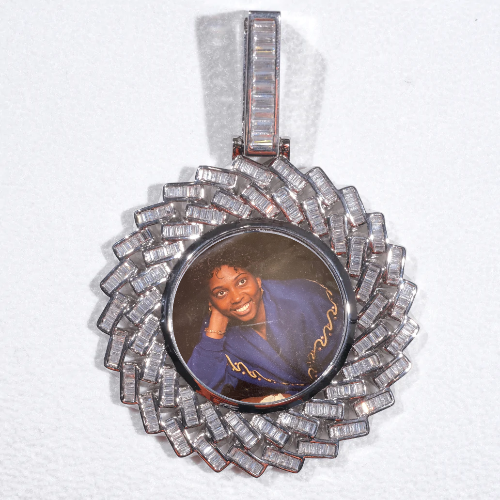 Large 3D Baguette Custom Picture Pendant