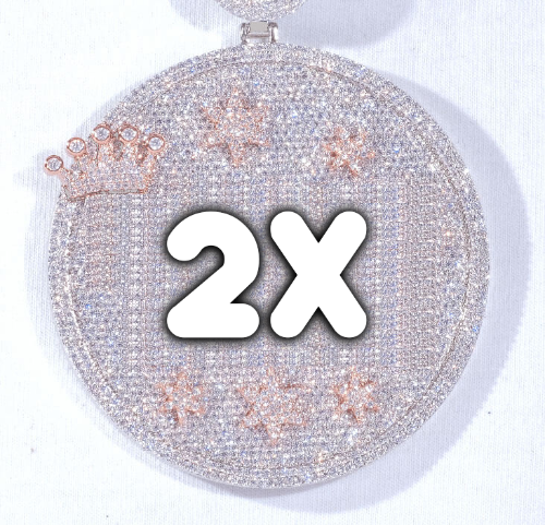 CUSTOM LETTER NECKLACE 3D BIG CROWN DISC