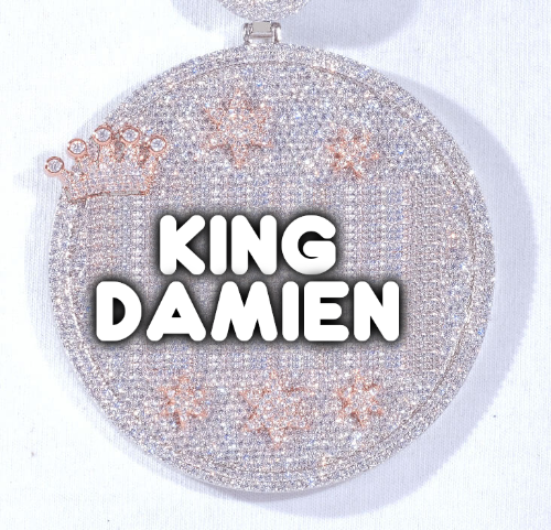CUSTOM LETTER NECKLACE 3D BIG CROWN DISC