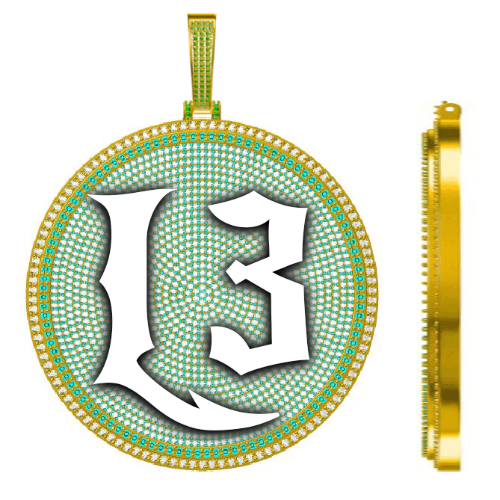 CUSTOM LETTER NECKLACE 3D BIG DISC
