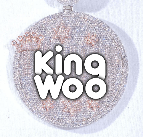 CUSTOM LETTER NECKLACE 3D BIG CROWN DISC