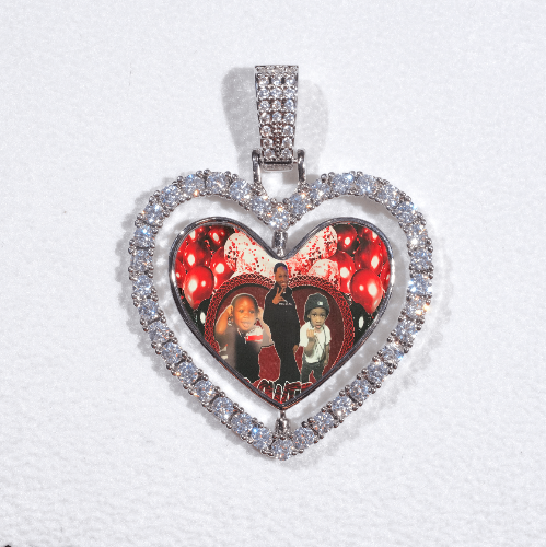 3D Spinning 2-Faced Heart Custom Picture Pendant