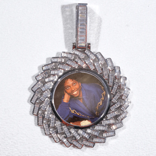 Large 3D Baguette Custom Picture Pendant