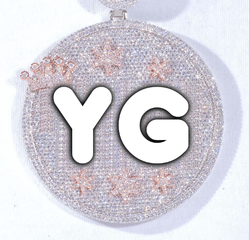 CUSTOM LETTER NECKLACE 3D BIG CROWN DISC