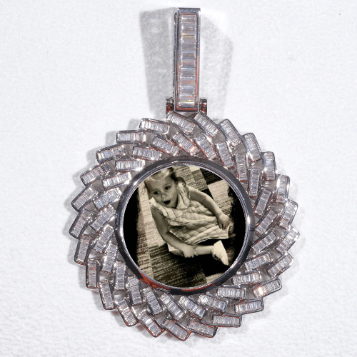 Large 3D Baguette Custom Picture Pendant