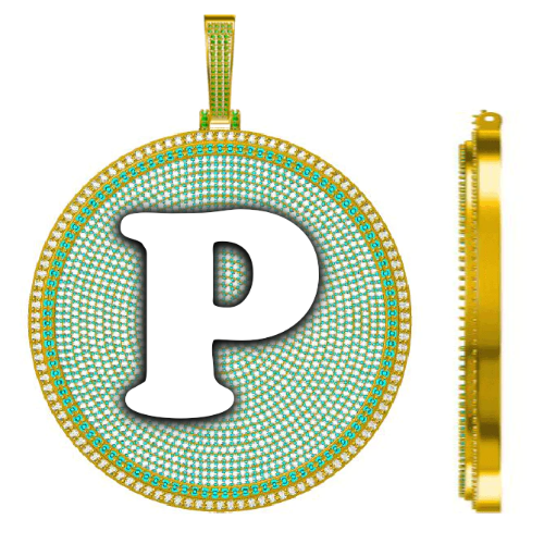 CUSTOM LETTER NECKLACE 3D BIG DISC