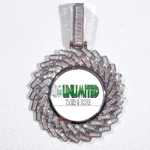 Large 3D Baguette Custom Picture Pendant