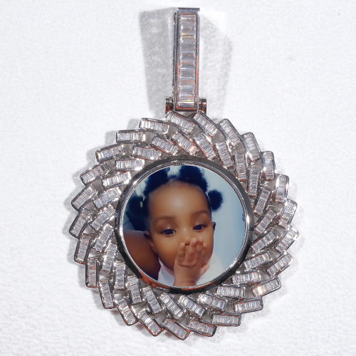 Large 3D Baguette Custom Picture Pendant